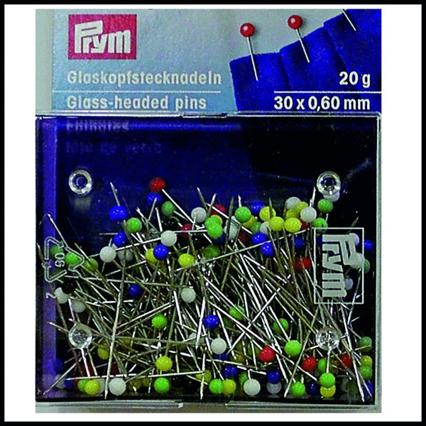 Prym 029217 Glaskopfnadeln, 0,60 x 30mm, bunt, 20g