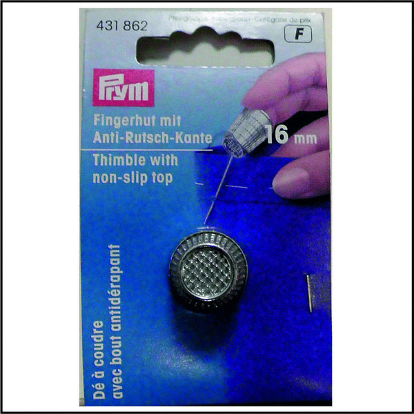 Prym 431862 Fingerhut mit Anti-Rutsch-Kante, 16,0mm, silberfarbig, Stück
