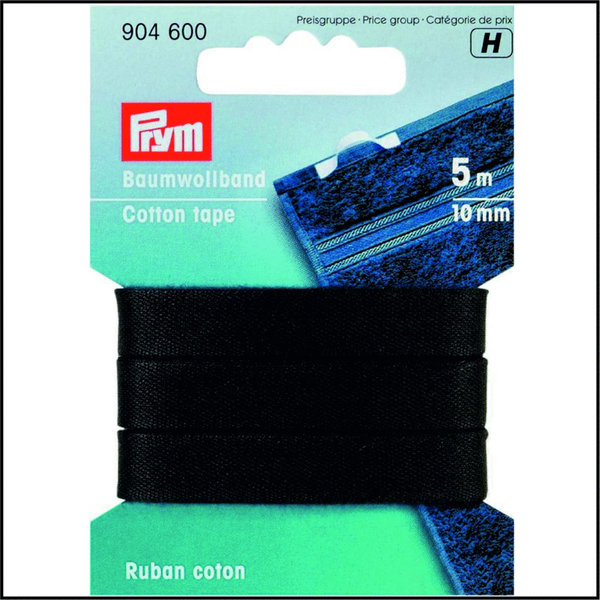 Prym 904601 Baumwollband, 10mm, schwarz