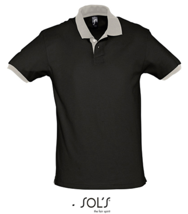 Polo-Shirt Prince, 100% Baumwolle,Black-Light Grey