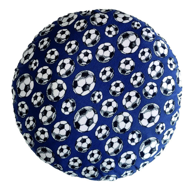 Deko-Kissen Baumwolljersey "Fußball blau" Durchmesser 40 cm