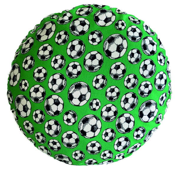 Deko-Kissen Baumwolljersey "Fußball grün" Durchmesser 40 cm
