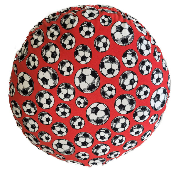 Deko-Kissen Baumwolljersey "Fußball rot" Durchmesser 40 cm