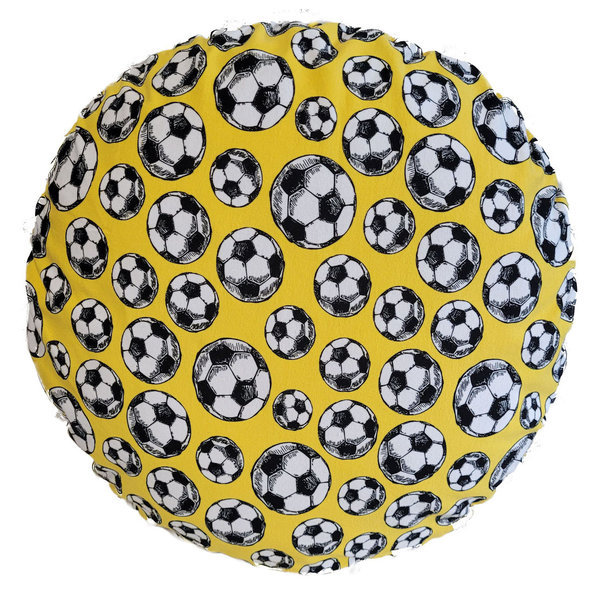 Deko-Kissen Baumwolljersey "Fußball gelb" Durchmesser 40 cm
