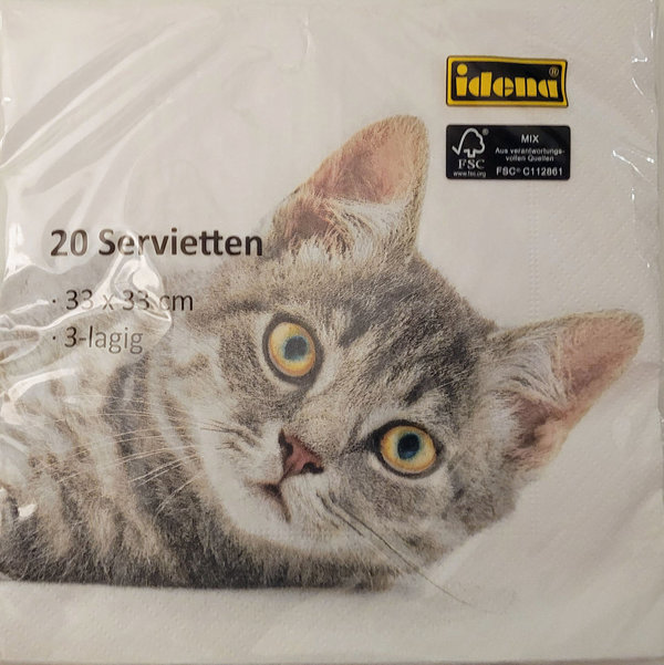 20 Servietten Katze Tischdeko 33x33cm